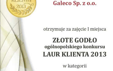 Uśmiechnięte rynny Galeco ze Złotym Godłem Laur Klienta 2013
